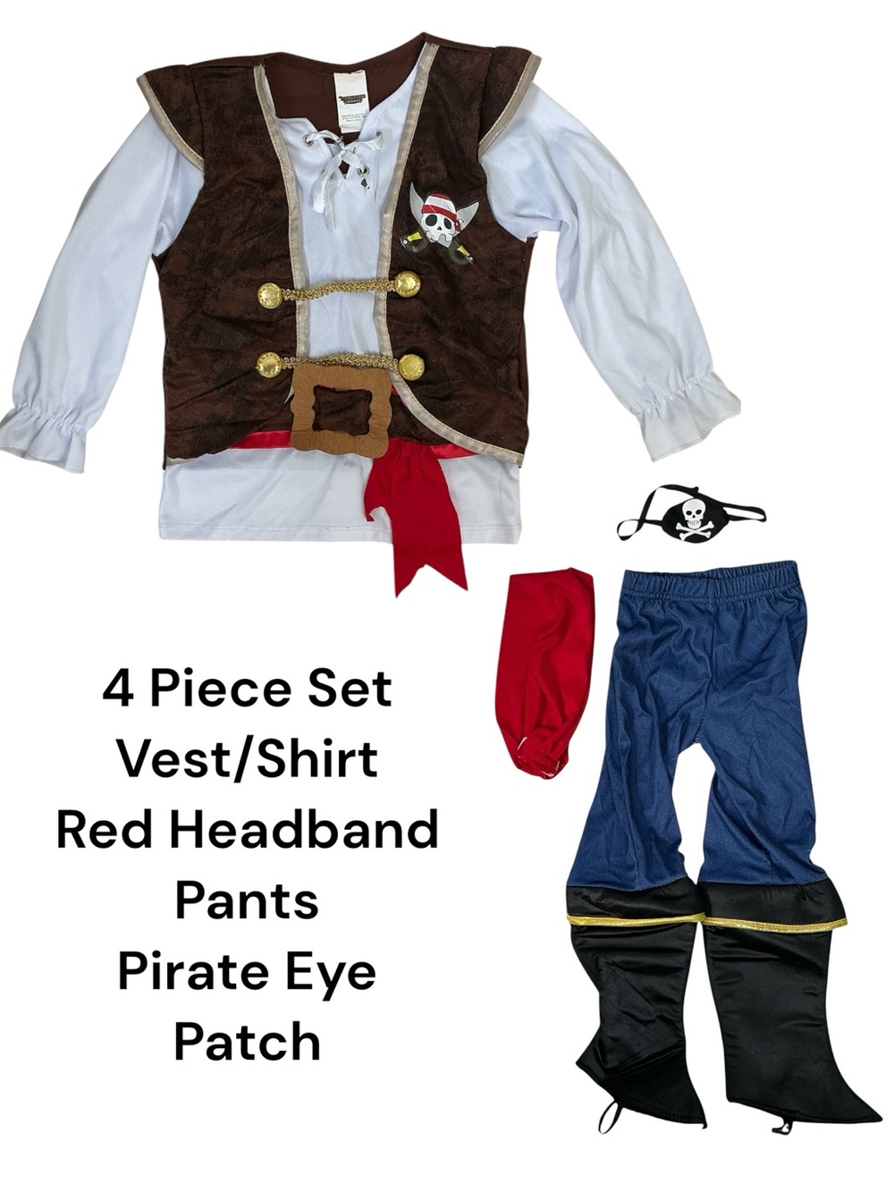 Halloween Pirate Costume 4 piece set Spectacular Creations Kids Toddler 3T - Picture 2 of 11